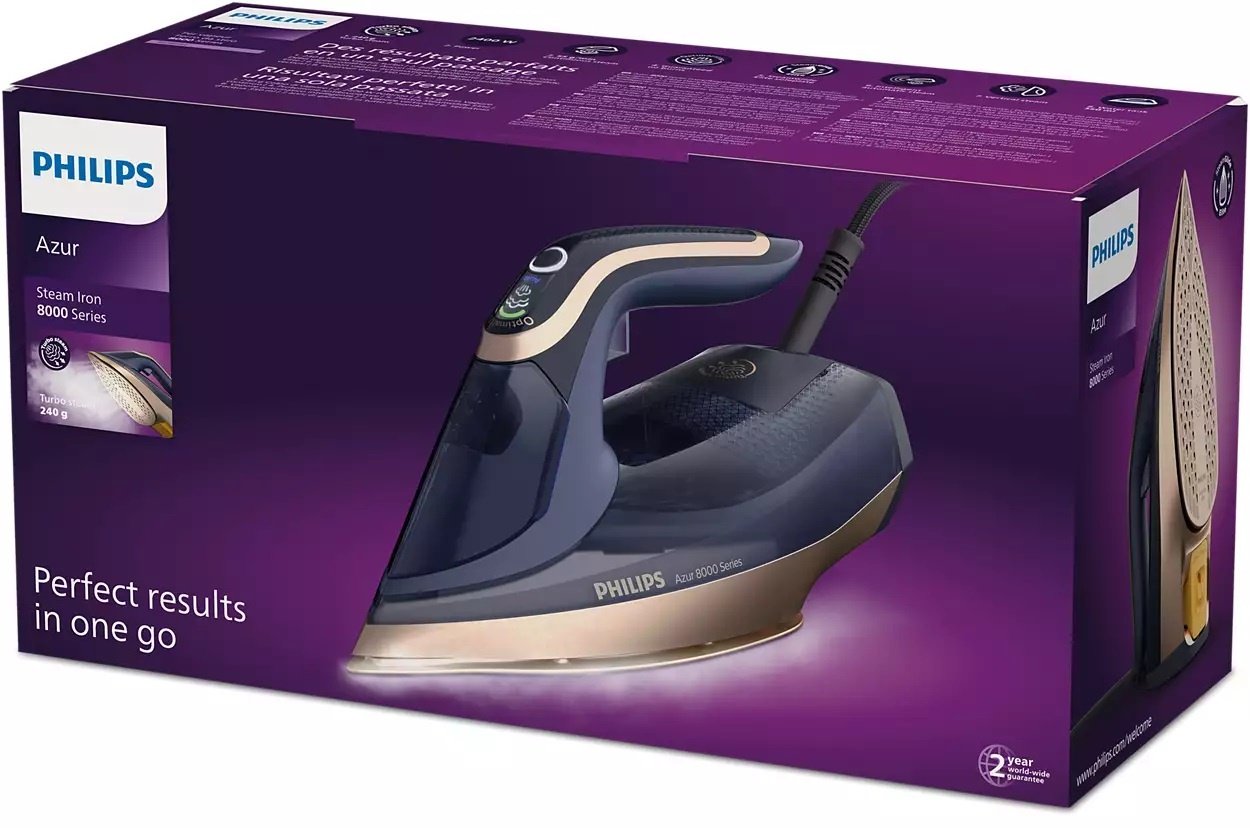 Утюг Philips Azur 8000 DST8050/20 синий, золотистый - ForteMarket Утюг Philips Azur 8000 DST8050/20 синий, золотистый купить,0