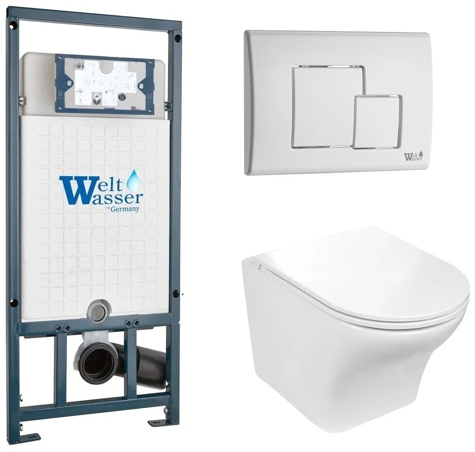 Инсталляция комплект WeltWasser MO5075 MARBERG 507 + ODENBACH 004 GL-WT + MAR 507 SE GL-WT белый
