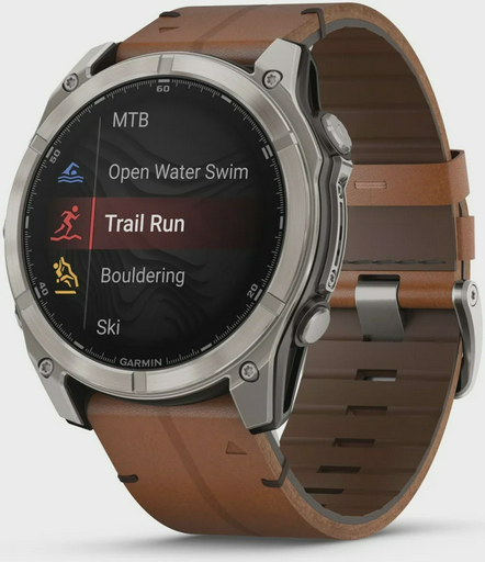 Смарт-часы Garmin Fenix 8X 010-02905-40 51mm Sapphire Bare Titanium Black with Chestnut Leather Band