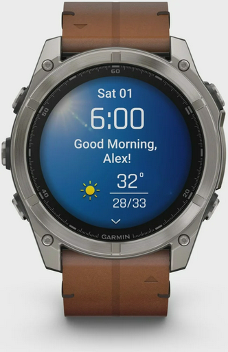 Смарт-часы Garmin Fenix 8X 010-02905-40 51mm Sapphire Bare Titanium Black with Chestnut Leather Band