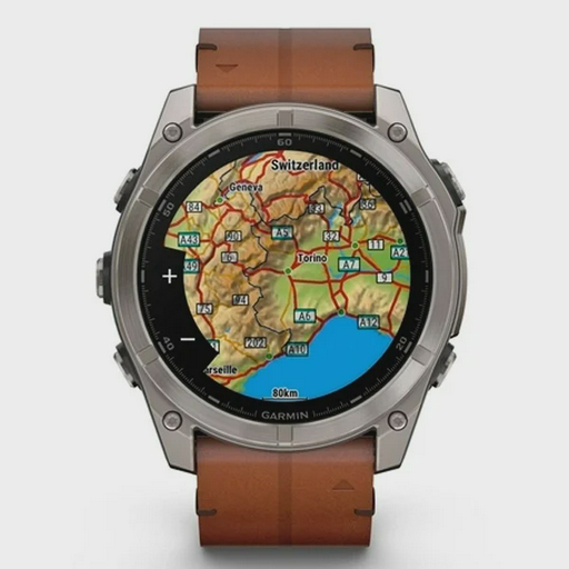 Смарт-часы Garmin Fenix 8X 010-02905-40 51mm Sapphire Bare Titanium Black with Chestnut Leather Band