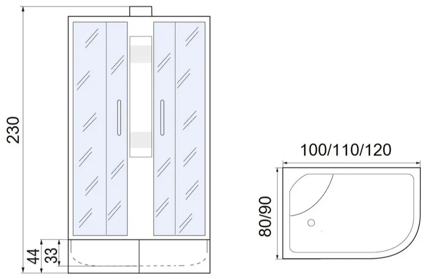 Душевая кабина Мономах XL Б/К 120/80/44 МЗ L 120х80х230см купить,514000