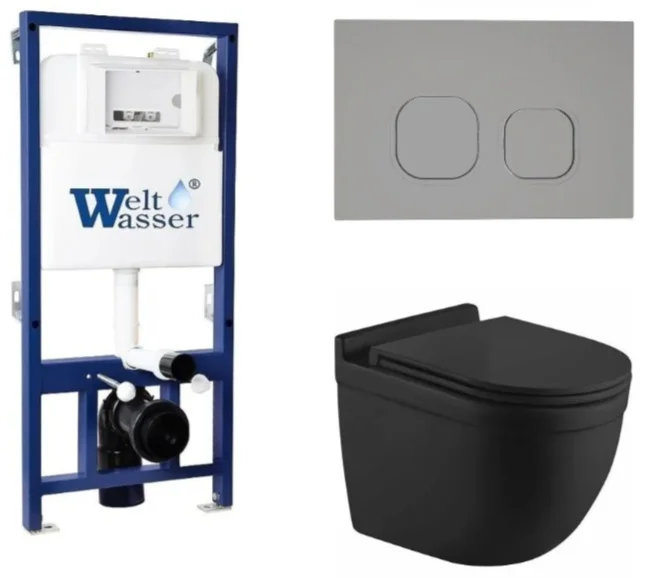 Инсталляция комплект WeltWasser BH5254 BAMBERG 525 + HEIMBACH 043 MT-BL + BAMBERG BL черный купить,215000