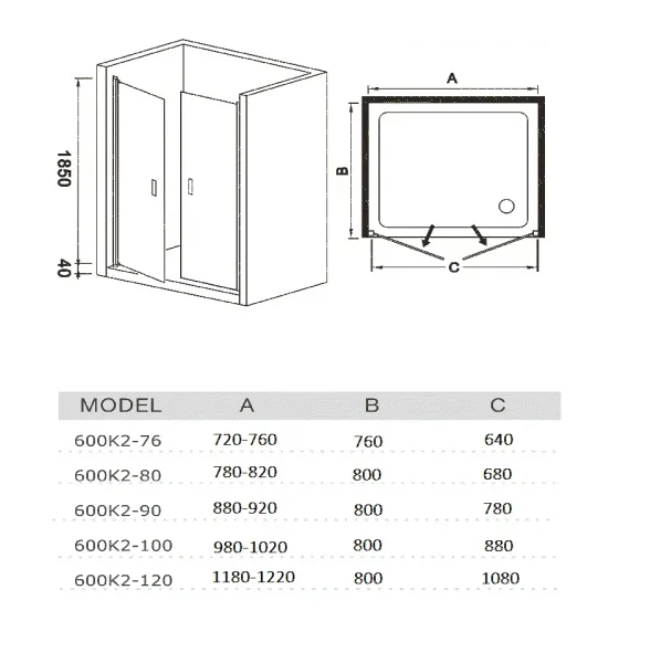 Душевое ограждение Weltwasser WW600 600K2-100 100x185см