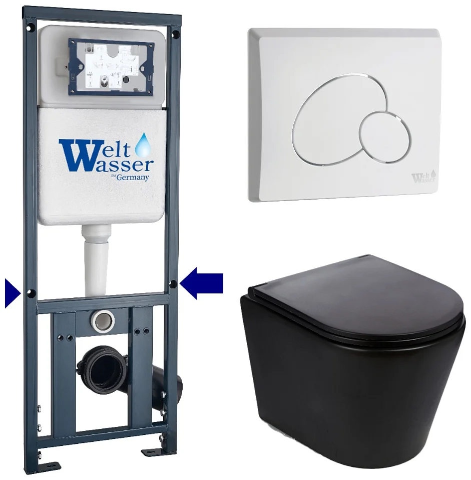 Инсталляция комплект WeltWasser MS41062 MARBERG 410 + SALZBACH 043 GL-BL + MAR 410 RD GL-WT черный