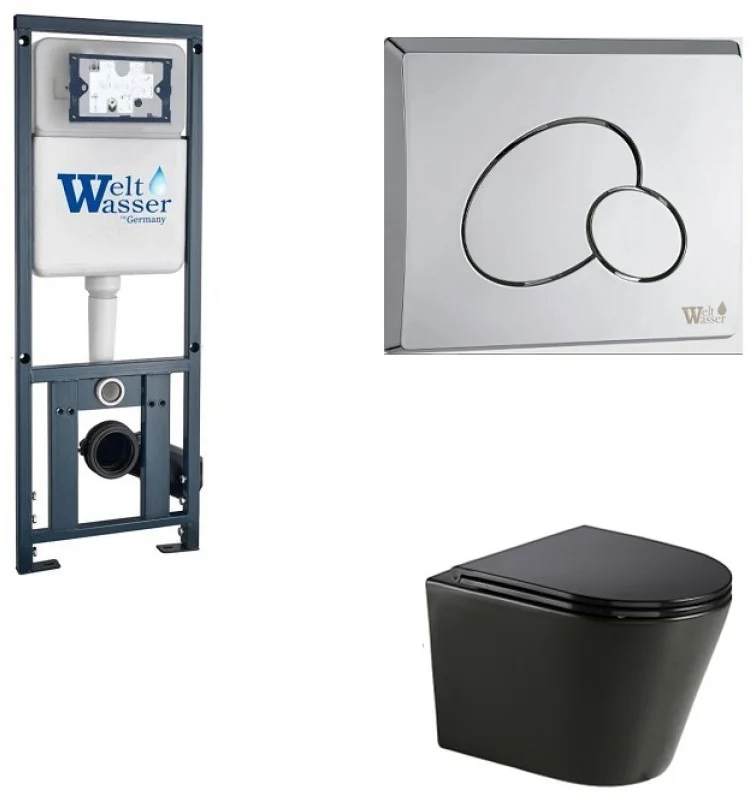 Инсталляция комплект WeltWasser MS41061 MARBERG 410 + SALZBACH 043 GL-BL + MAR 410 RD CR черный