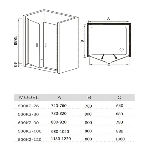 Душевое ограждение Weltwasser WW600 600K2-100 100x185см