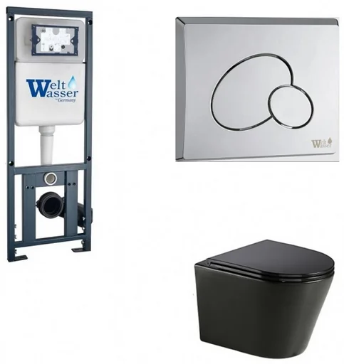 Инсталляция комплект WeltWasser MS41061 MARBERG 410 + SALZBACH 043 GL-BL + MAR 410 RD CR черный