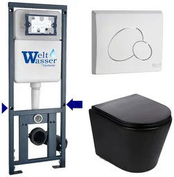 Инсталляция комплект WeltWasser MS41062 MARBERG 410 + SALZBACH 043 GL-BL + MAR 410 RD GL-WT черный