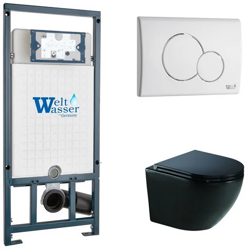 Инсталляция комплект WeltWasser MM50752 MARBERG 507 + MERZBACH 041 XL MT-BL + MAR 507 RD GL-WT черный