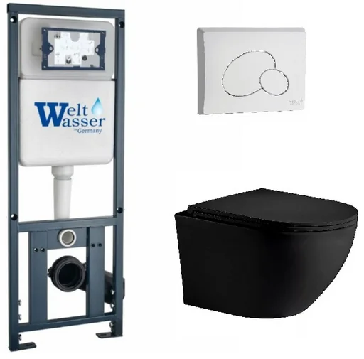 Инсталляция комплект WeltWasser MM41093 MARBERG 410 + MERZBACH 043 XL MT-BL + MAR 410 RD GL-WT черный