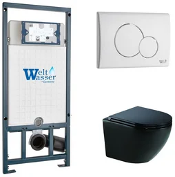 Инсталляция комплект WeltWasser MM50752 MARBERG 507 + MERZBACH 041 XL MT-BL + MAR 507 RD GL-WT черный