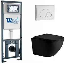 Инсталляция комплект WeltWasser MM41093 MARBERG 410 + MERZBACH 043 XL MT-BL + MAR 410 RD GL-WT черный
