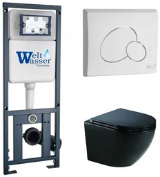 Инсталляция комплект WeltWasser MM41052 MARBERG 410 + MERZBACH 041 XL MT-BL + MAR 410 RD GL-WT черный