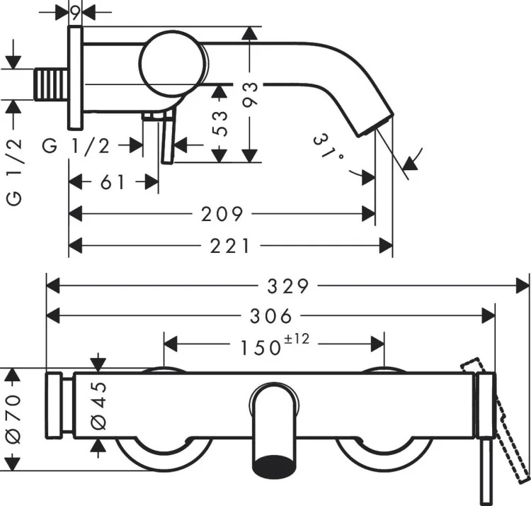 Смеситель Hansgrohe Tecturis S 73422000 хром купить,260400