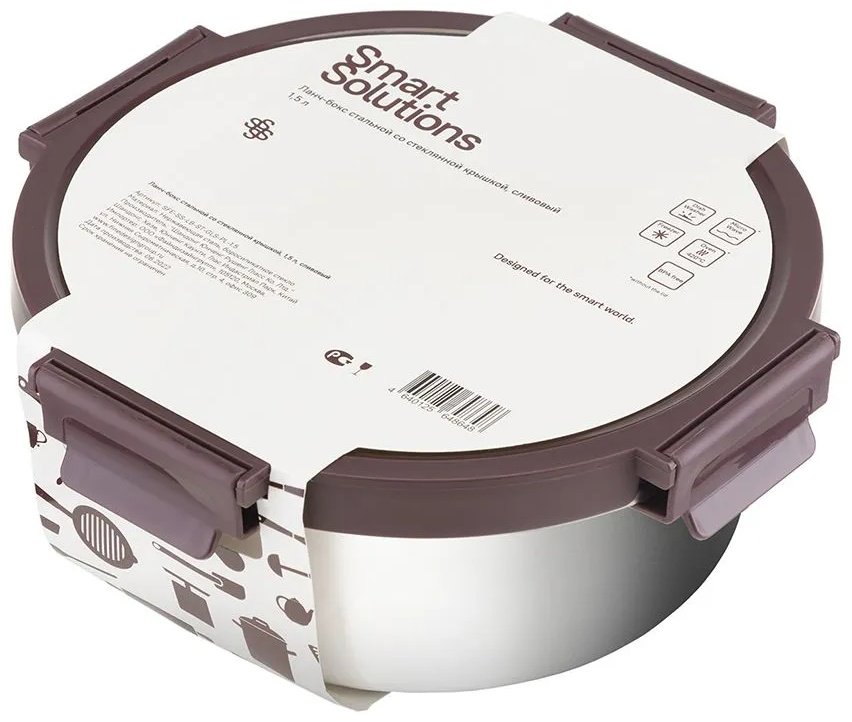 Smart Solutions ланч-бокс SFE-SS-LB-ST-GLS-PL-1.5 1 шт, нержавеющая сталь