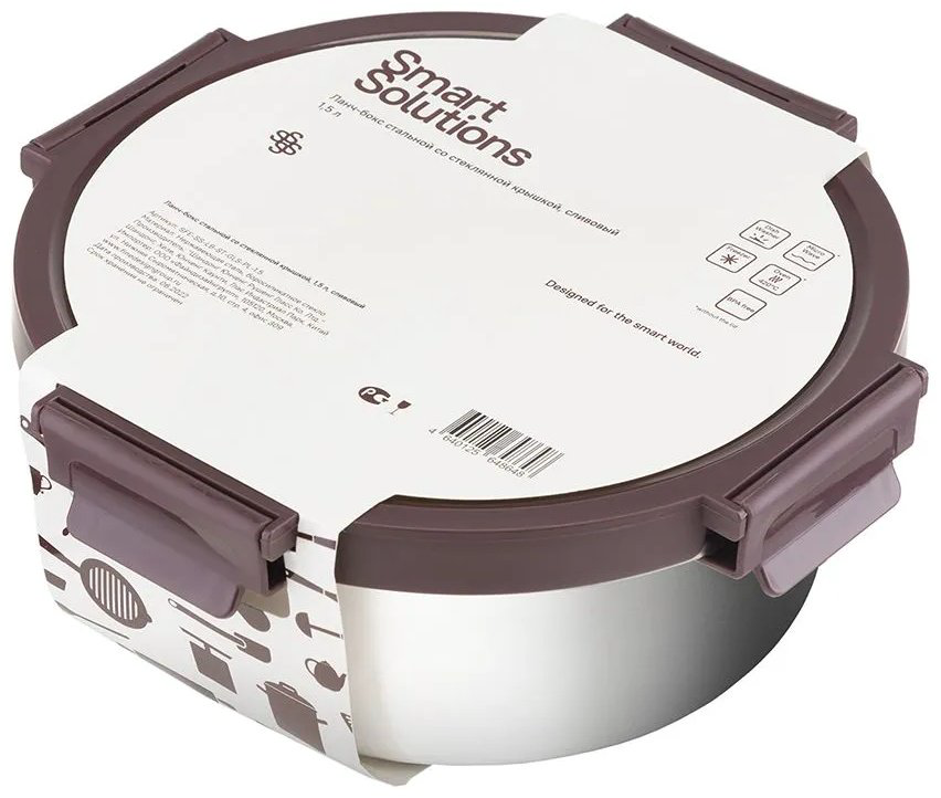 Smart Solutions ланч-бокс SFE-SS-LB-ST-GLS-PL-1.5 1 шт, нержавеющая сталь купить,NaN