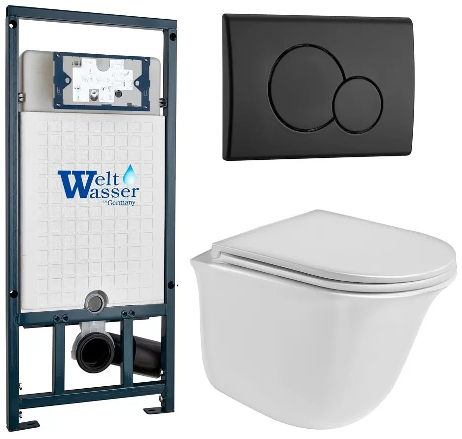 Инсталляция комплект WeltWasser MT5074 MARBERG 507 + TELBACH 004 GL-WT + MAR 507 RD MT-BL белый