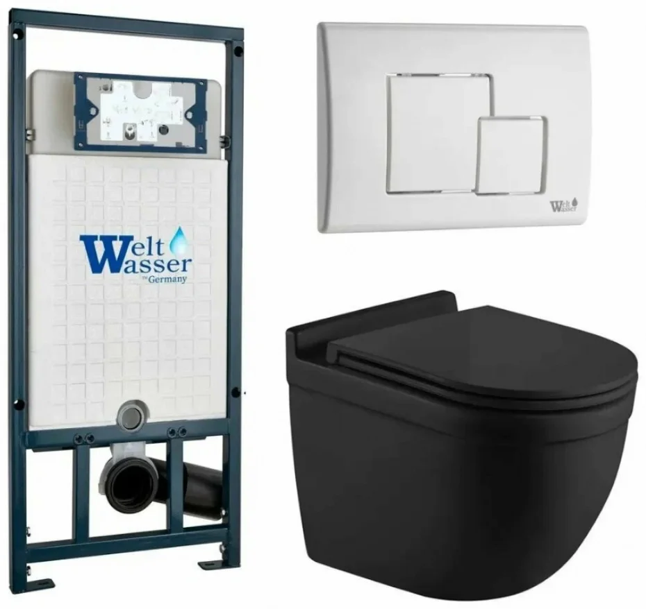 Инсталляция комплект WeltWasser MH50747 MARBERG 507 + HEIMBACH 043 MT-BL + MAR 507 SE GL-WT черный