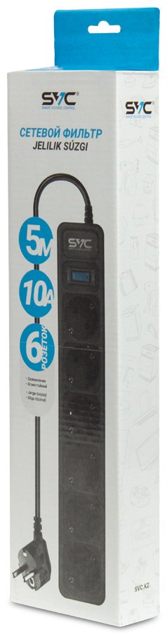 Сетевой фильтр SVC ZC6S-50M 5 м черный