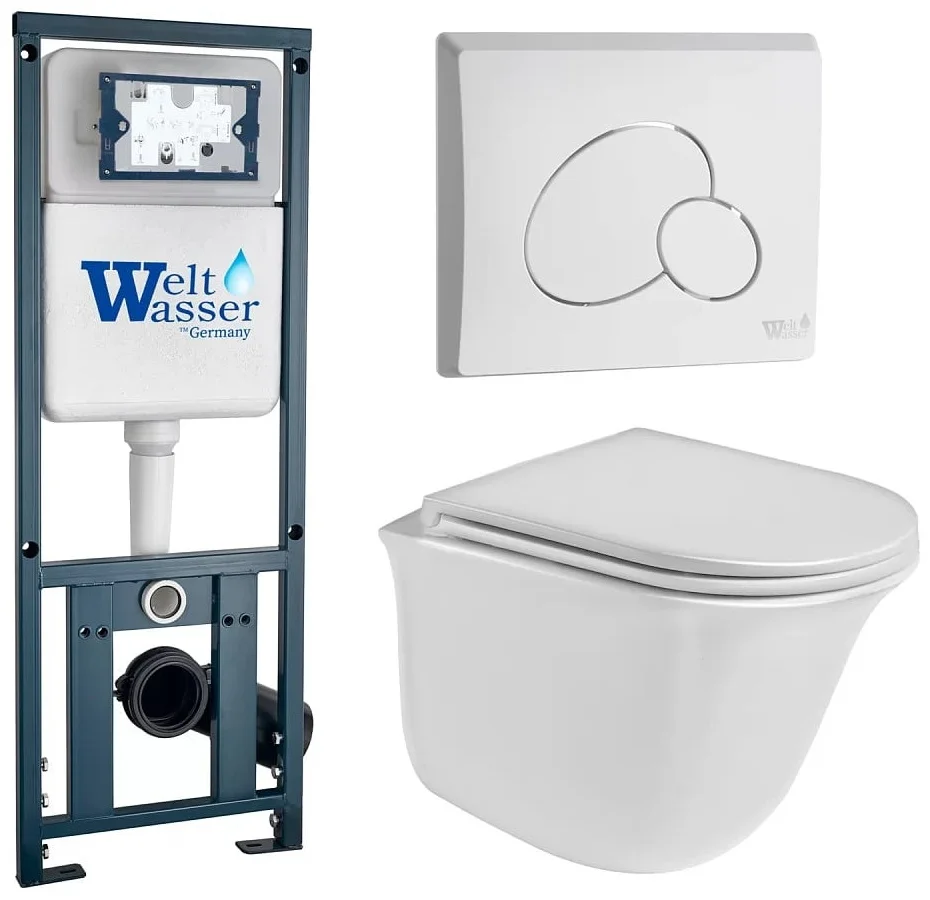 Инсталляция комплект WeltWasser MT4103 MARBERG 410 + TELBACH 004 GL-WT + MAR 410 RD GL-WT белый