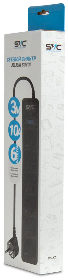Сетевой фильтр SVC ZC6S-30M 3 м черный купить,2413