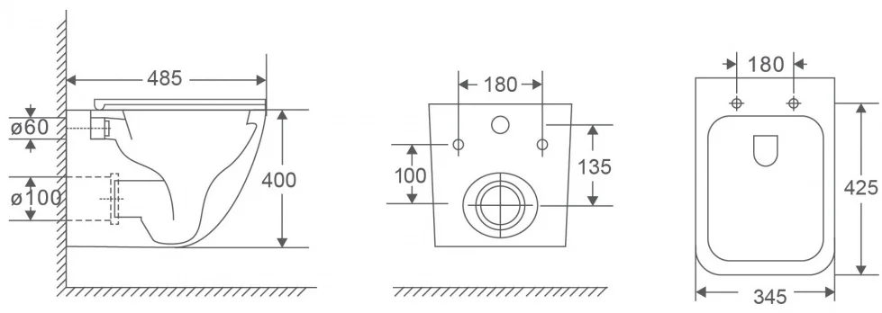 Унитаз Abber Rechteck AC1220TC с инсталляцией AC0105 и кнопкой AC0121MW белая матовая