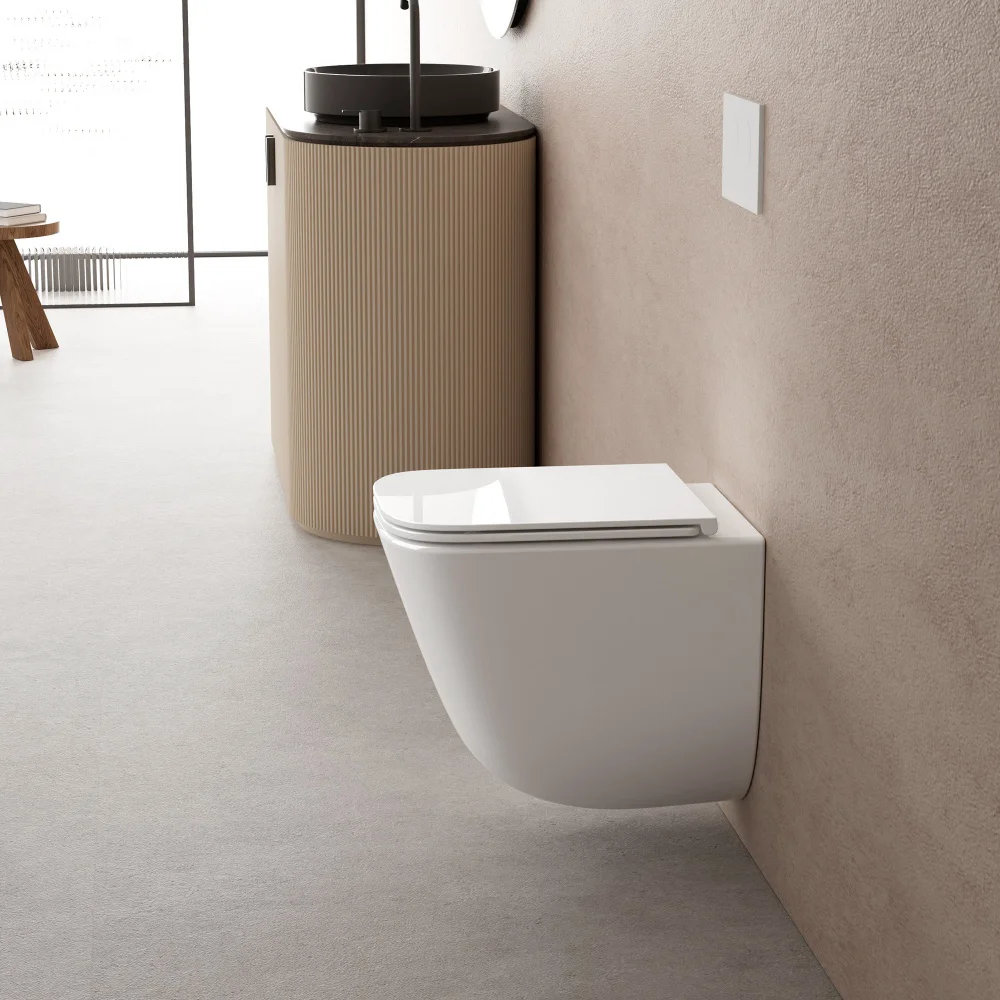 Унитаз Abber Rechteck AC1220TC с инсталляцией AC0105 и кнопкой AC0121MW белая матовая