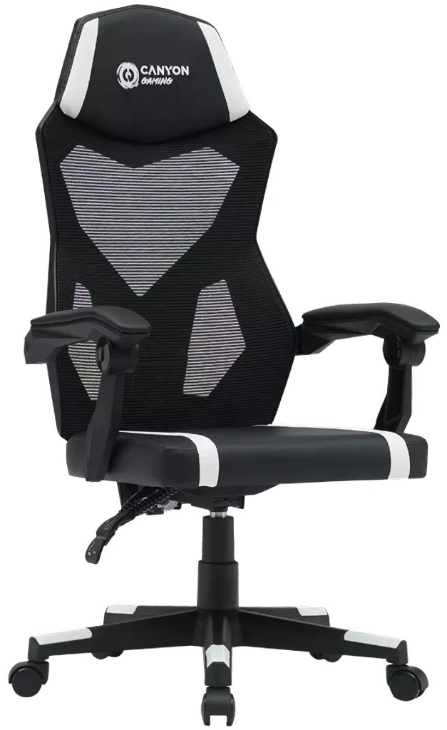 Игровое кресло Canyon CNE-MCH01W, черный, белый купить,0