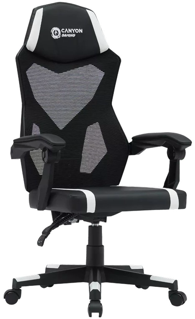Игровое кресло Canyon CNE-MCH01W, черный, белый купить,49410