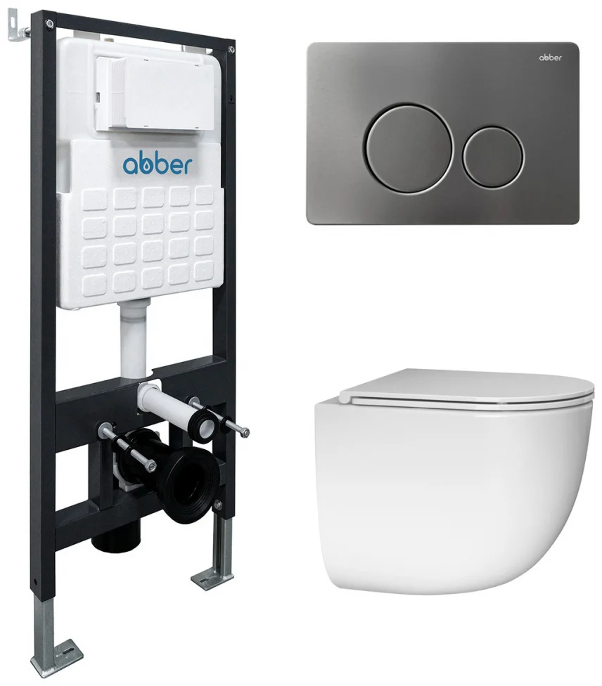 Унитаз Abber Bequem AC1132TC с инсталляцией AC0105 и кнопкой AC0121NG никель купить,NaN