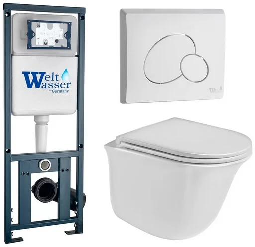 Инсталляция комплект WeltWasser MT4103 MARBERG 410 + TELBACH 004 GL-WT + MAR 410 RD GL-WT белый
