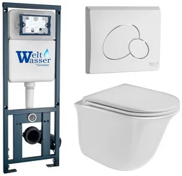 Инсталляция комплект WeltWasser MT4103 MARBERG 410 + TELBACH 004 GL-WT + MAR 410 RD GL-WT белый
