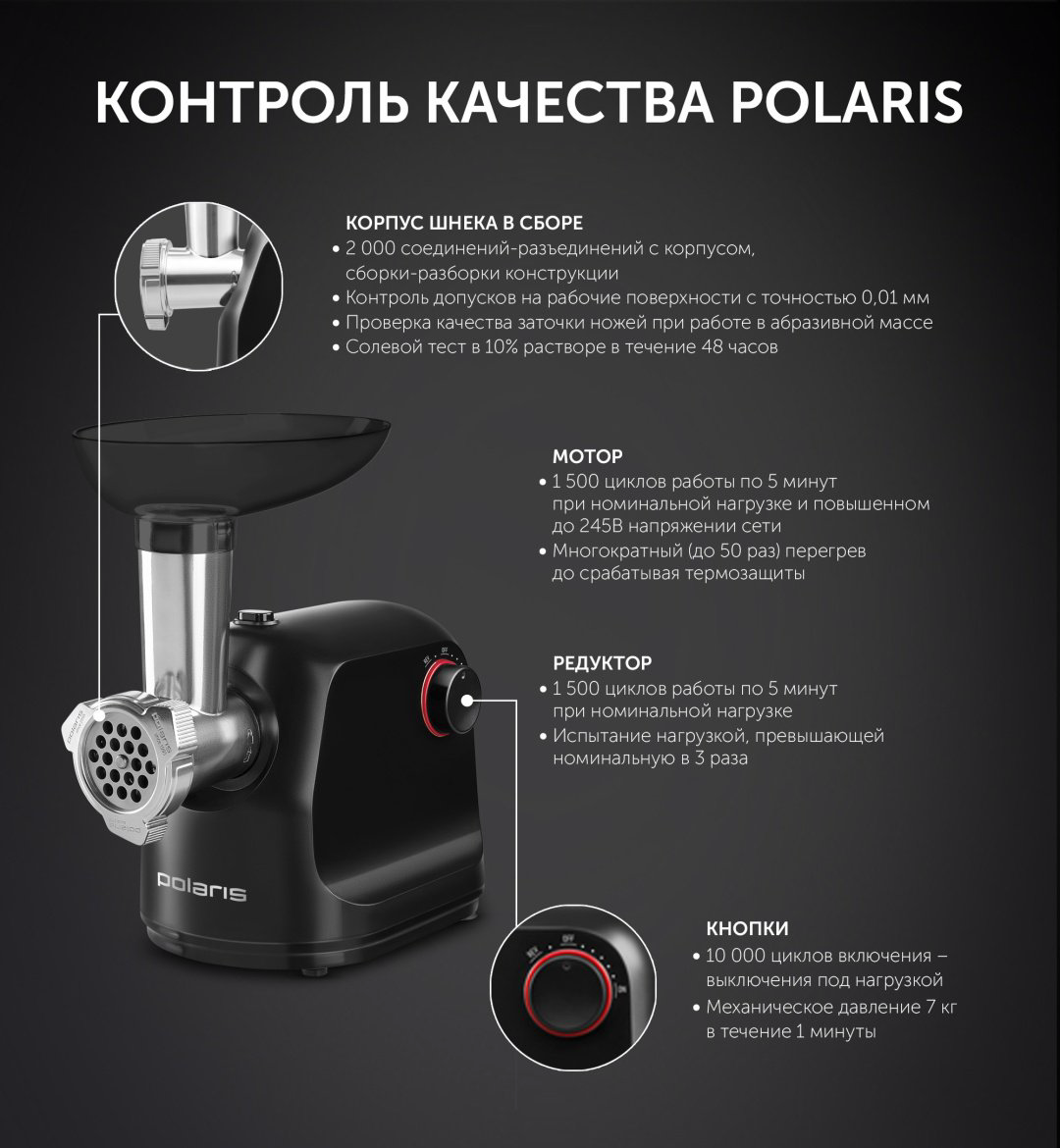 Мясорубка Polaris PMG 1875 RUS черный купить,39990