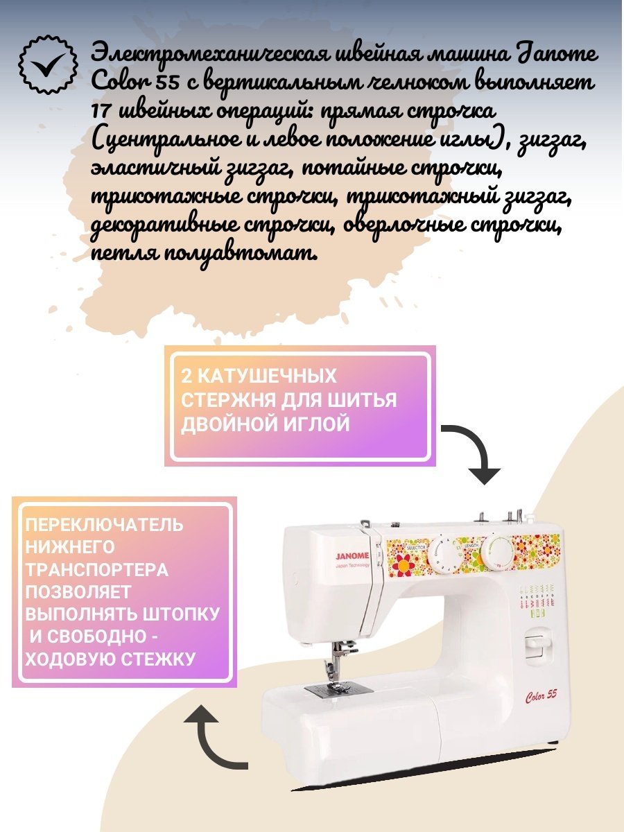 Швейная машина Janome Color 55 белый - ForteMarket Швейная машина Janome Color 55 белый купить,0