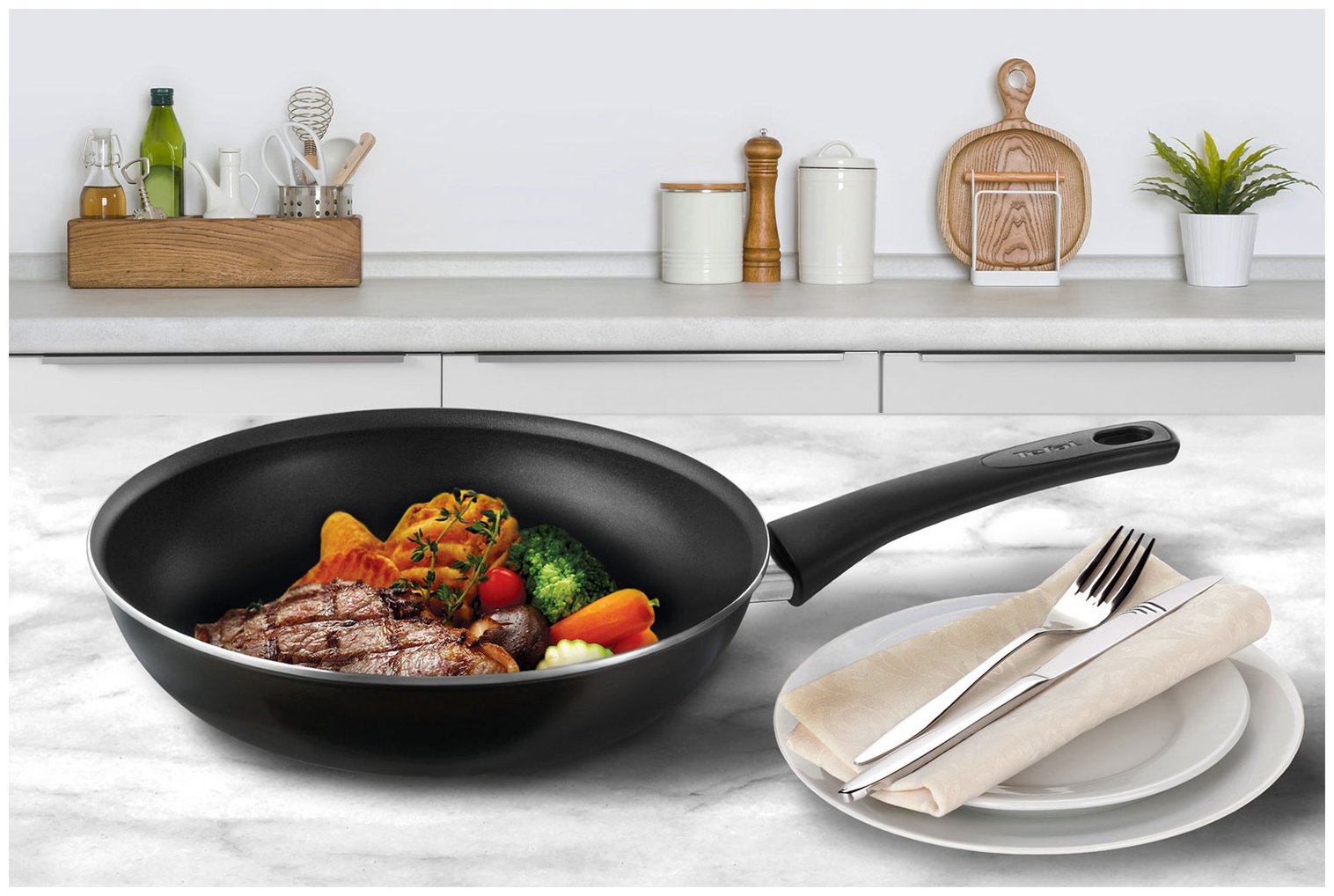 Вок Tefal Strenght 28 см с антипригарным покрытием, алюминий