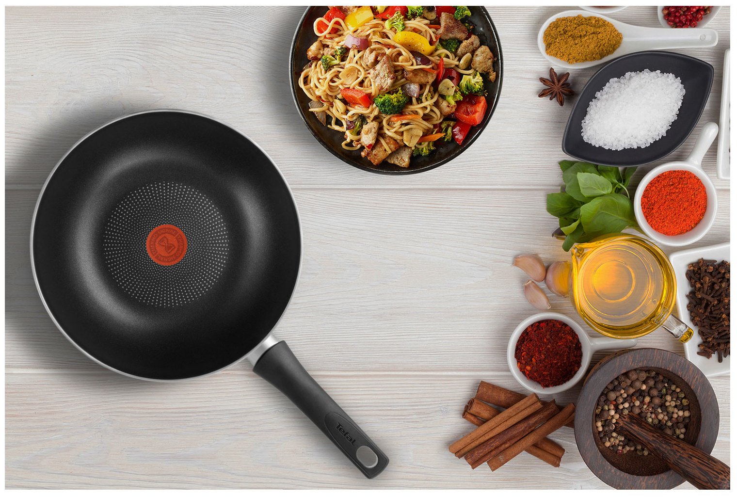 Вок Tefal Strenght 28 см с антипригарным покрытием, алюминий