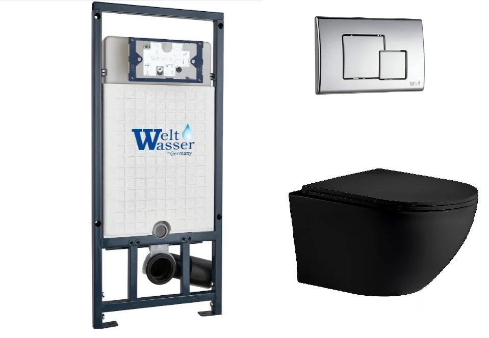 Инсталляция комплект WeltWasser MM50798 MARBERG 507 + MERZBACH 043 XL MT-BL + MAR 507 SE CR черный