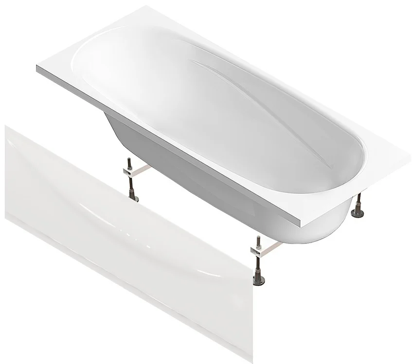 Ванна Domani-Spa Standard 160x70x41см с ножками, экраном, сифоном и подголовником 