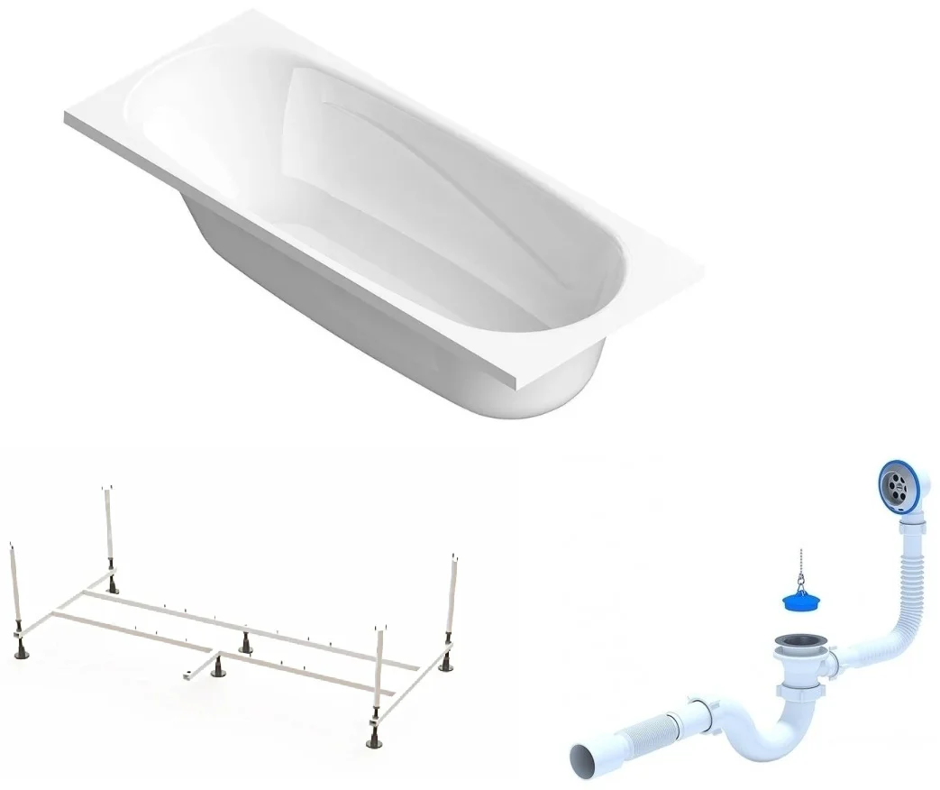 Ванна Domani-Spa Standard 150x70x41см с опорой и сифоном