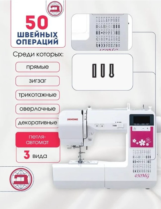 Швейная машина Janome 450MG белый купить,124990