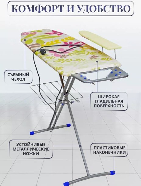 Гладильная доска Nika напольная 7 цветы 122.5x38 см купить,0
