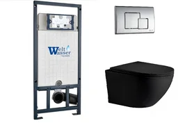 Инсталляция комплект WeltWasser MM50798 MARBERG 507 + MERZBACH 043 XL MT-BL + MAR 507 SE CR черный