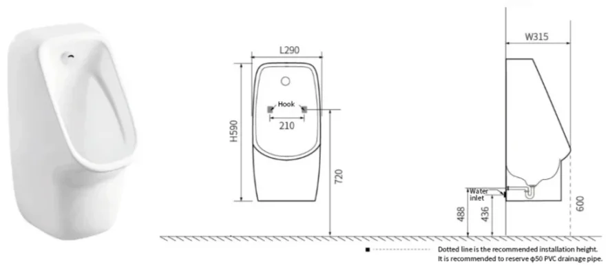 Писсуар SSWW WCU5014 59х29х32см белый