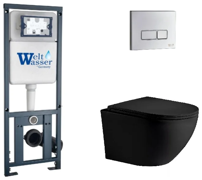 Инсталляция комплект WeltWasser MM41098 MARBERG 410 + MERZBACH 043 XL MT-BL + MAR 410 SE CR черный