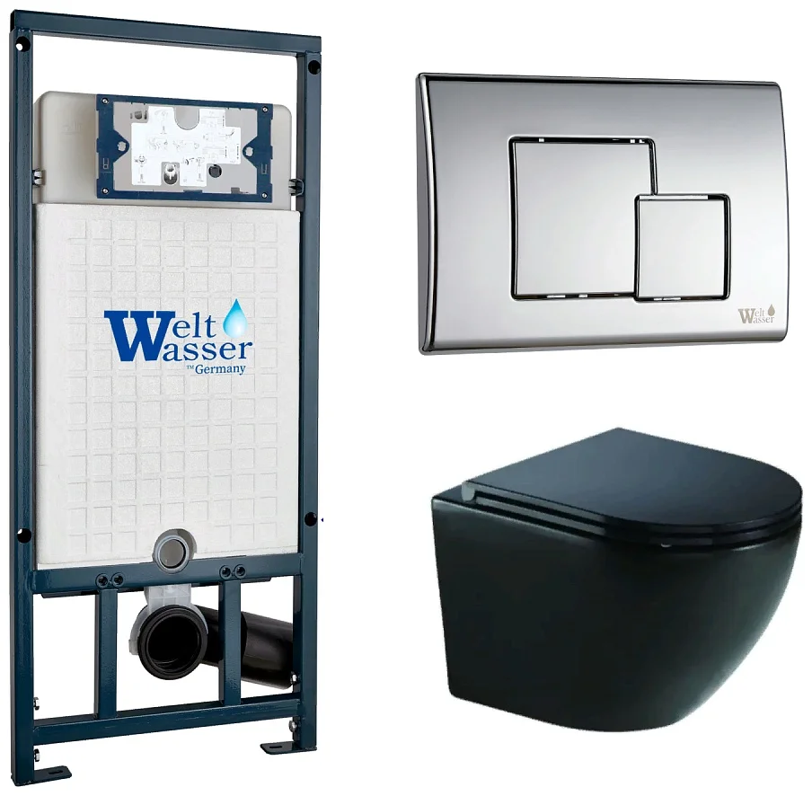 Инсталляция комплект WeltWasser MM50784 MARBERG 507 + MERZBACH 043 GL-BL + MAR 507 SE-CR черный