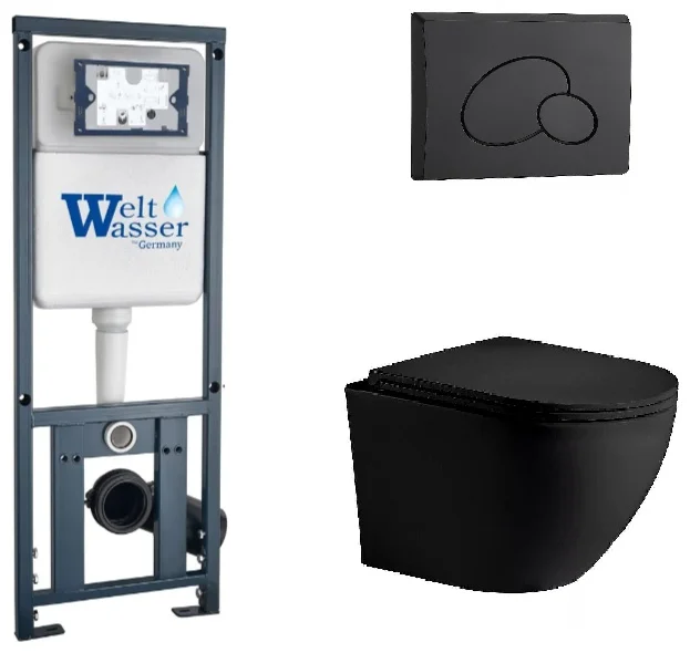 Инсталляция комплект WeltWasser MM41094 MARBERG 410 + MERZBACH 043 XL MT-BL + MAR 410 RD MT-BL черный