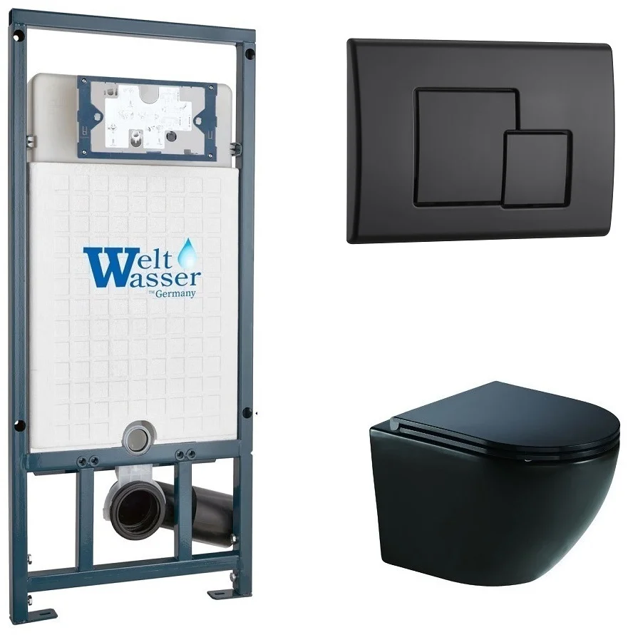 Инсталляция комплект WeltWasser MM50756 MARBERG 507 + MERZBACH 041 XL MT-BL + MAR 507 SE MT-BL черный