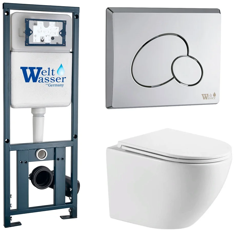 Инсталляция комплект WeltWasser MM41075 MARBERG 410 + MERZBACH 043 MT-WT + MAR 410 RD-CR белый