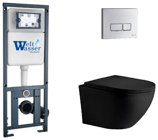 Инсталляция комплект WeltWasser MM41098 MARBERG 410 + MERZBACH 043 XL MT-BL + MAR 410 SE CR черный